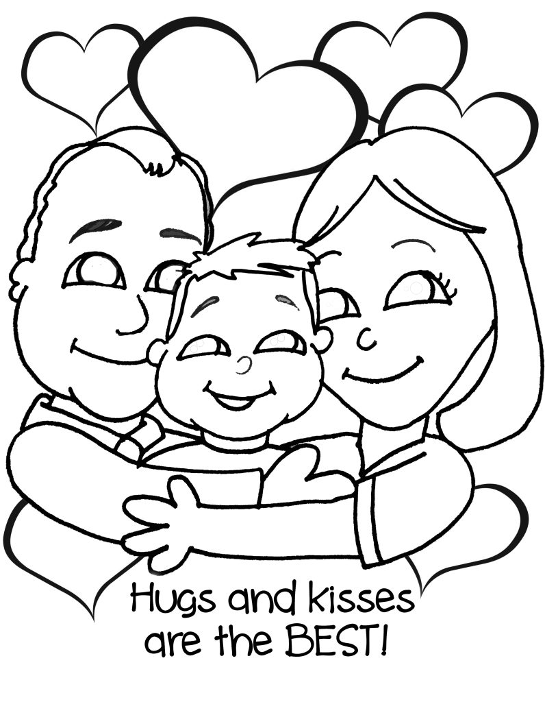 Hugs and Kisses Are The Best Coloring Page