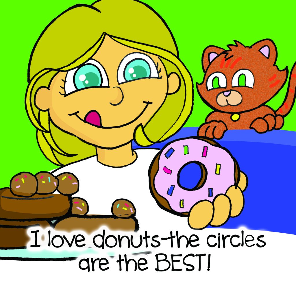 Happy girl eating a donut with her cat form thebestofbooks.com