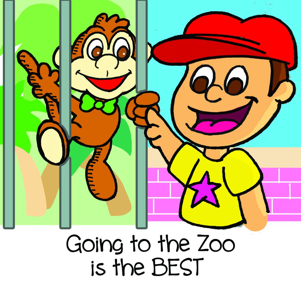 Happy kid visiting a monkey at the zoo for thebestofbooks.com